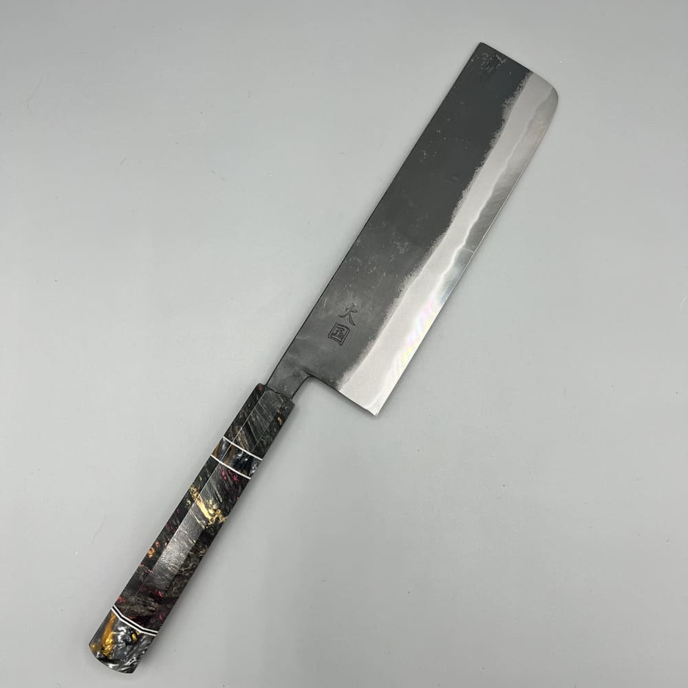 Hinokuni kurouchi shirogami nakiri 180mm EN whole knife