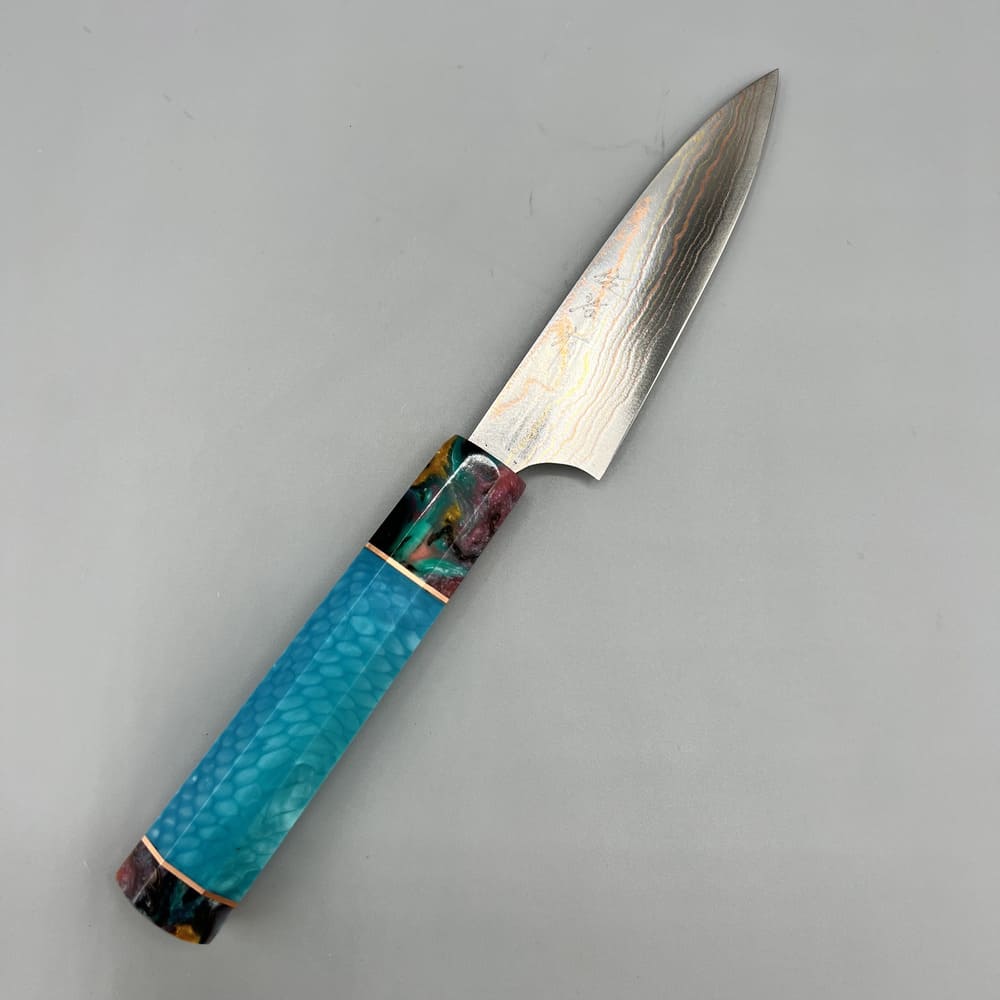 Takeshi Saji Rainbow Aogami petty 90mm EN whole knife