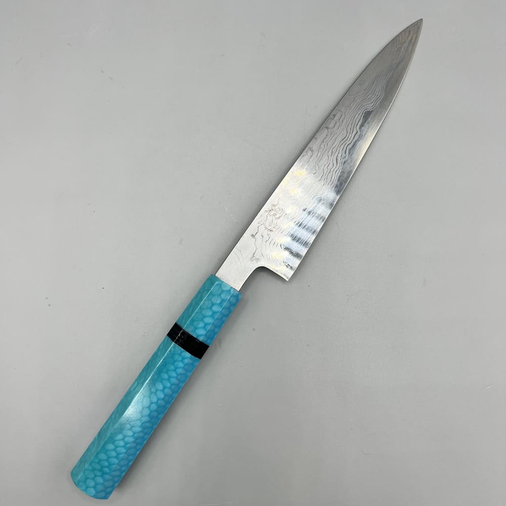 Hatsukokoro Komorebi Damascus Aogami #1 petty 150mm EN whole knife