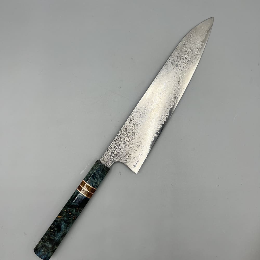 Hatsukokoro Ginyo Damascus gyuto 240mm EN whole knife