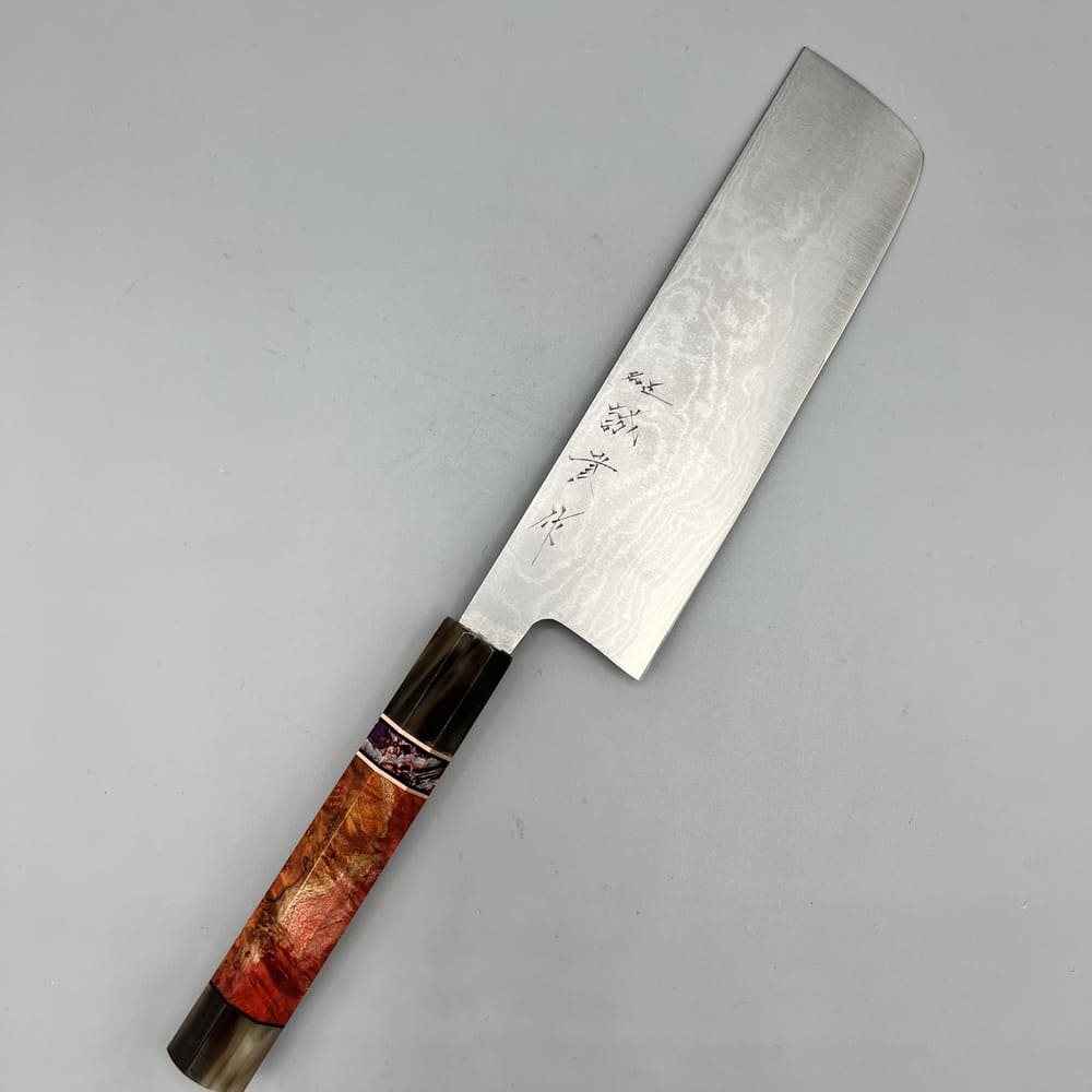 Shigeki Tanaka Damascus Aogami nakiri couteau entier