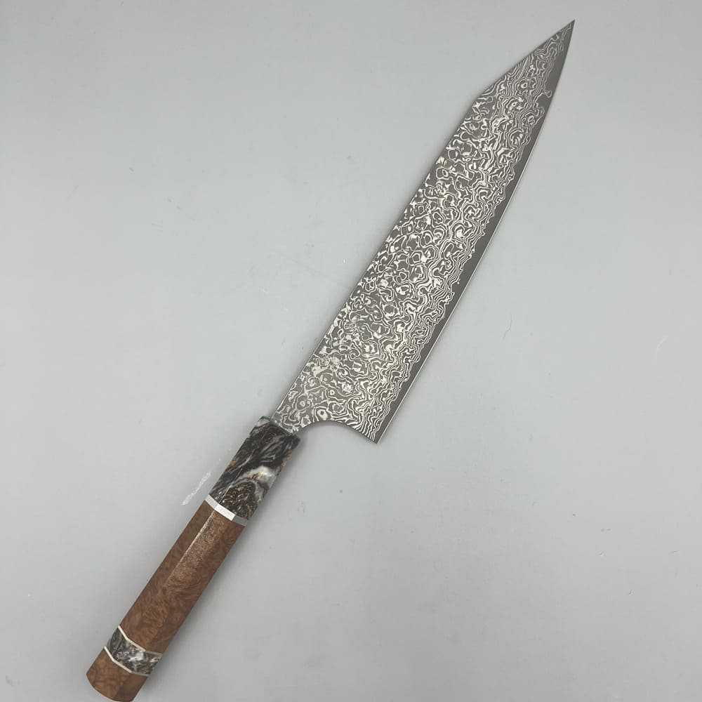 Yoshimi Kato Nickel Damascus kiritsuke 210mm EN whole knife