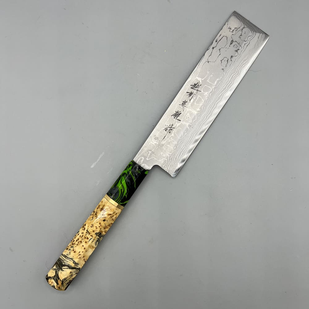 Hideo Kitaoka Shiro Damascus usuba 165mm EN whole knife