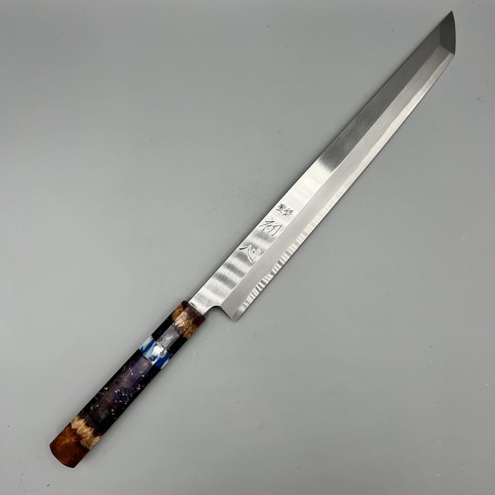 Hatsukokoro Shirasagi Shirogami Sakimaru 300mm couteau entier