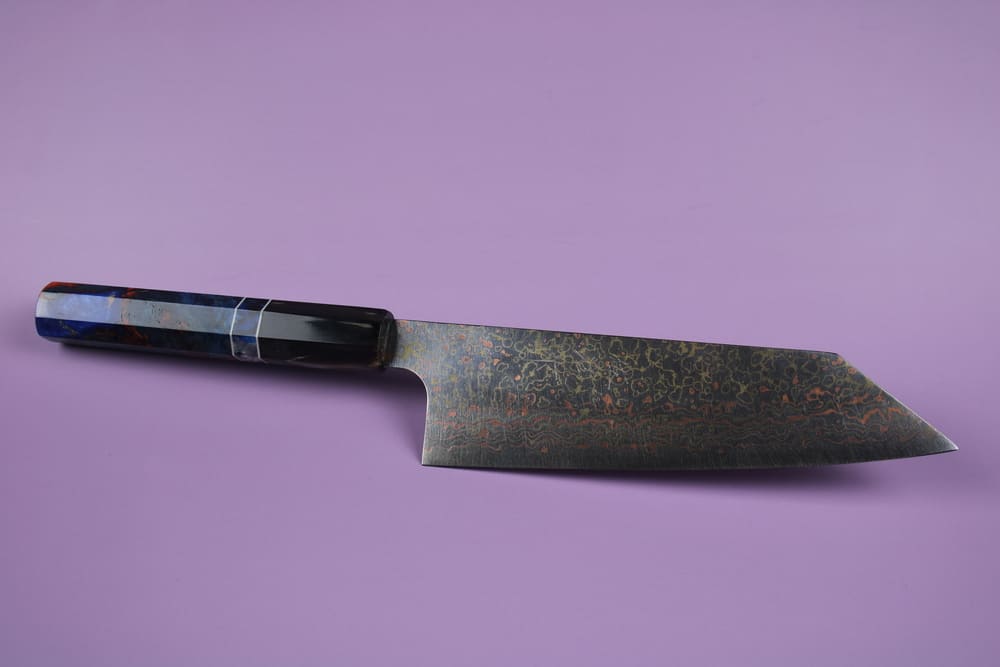 Takeshi Saji Rainbow Damascus bunka 170mm EN whole knife